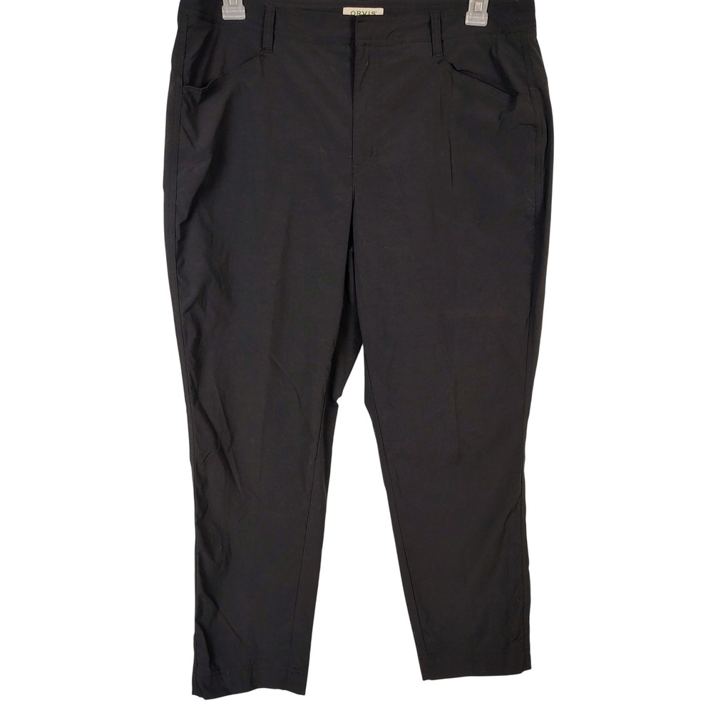 Orvis Womens Black Stretch Nylon Outdoor Hiking Travel Pants Size 16 T288
